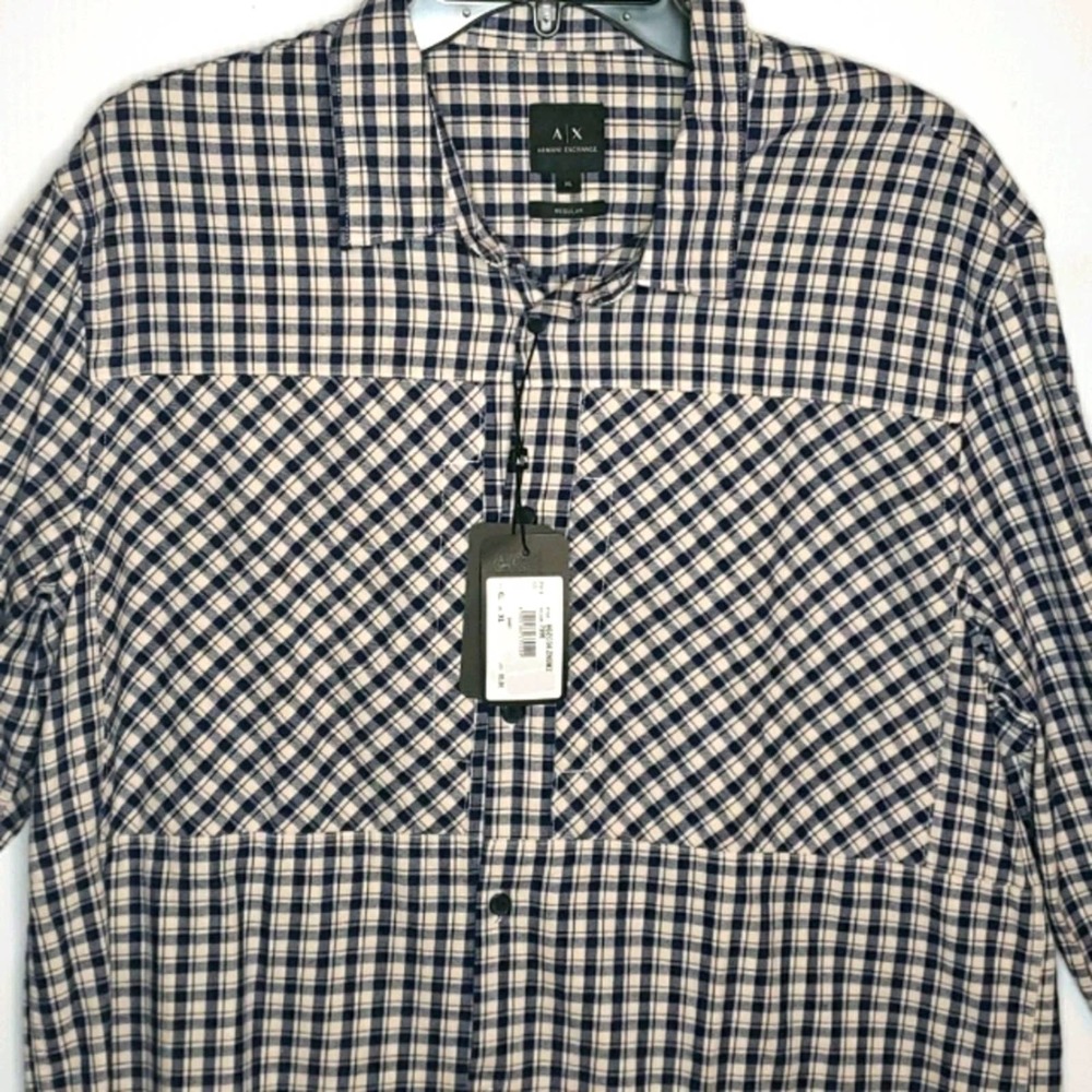 NWT A/X Armani Exchange Blue Plaid LS XL Shirt